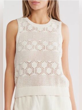Splendid Cream Open-Knit Sleeveless Tank XS